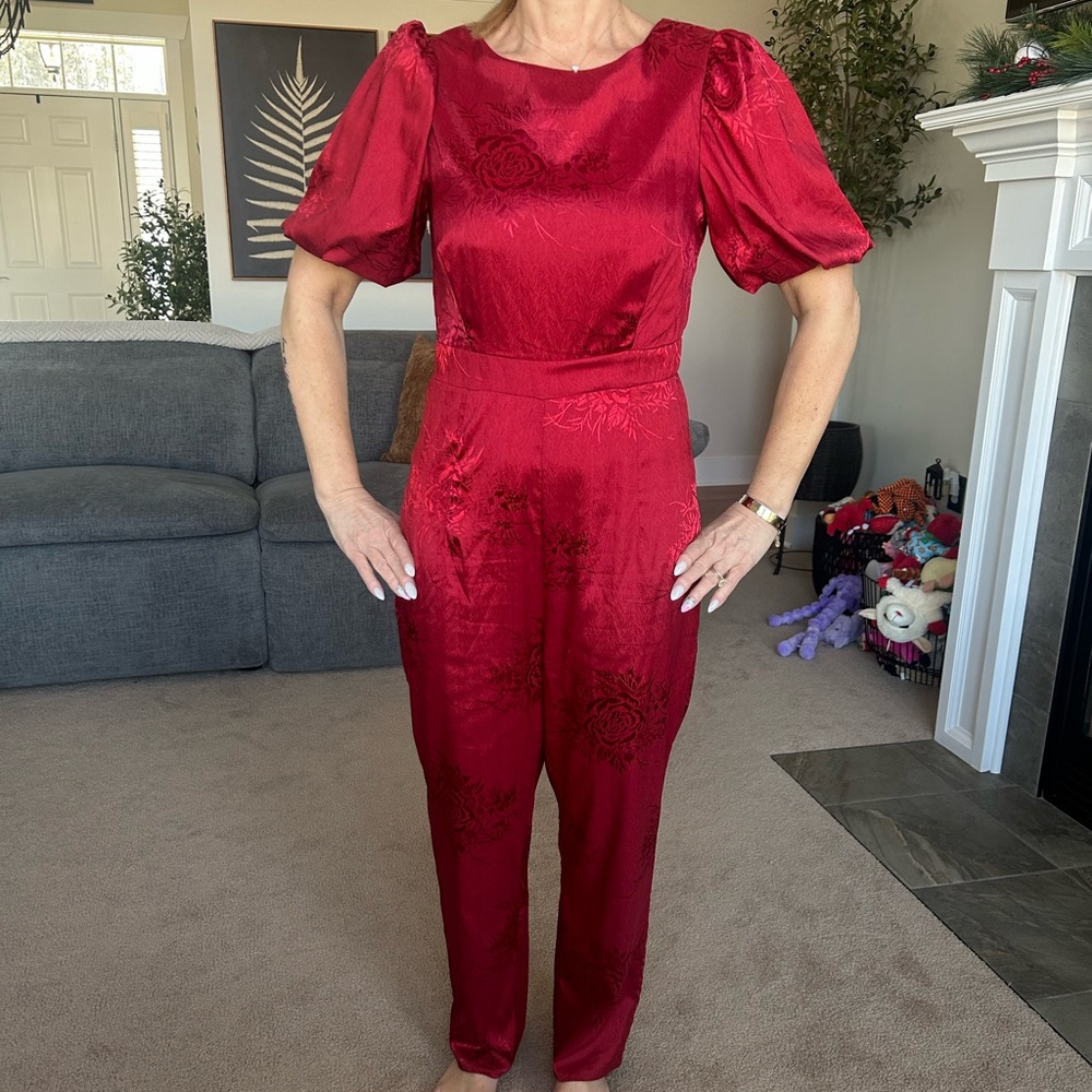 Lulu's Elegant Red Jumpsuit